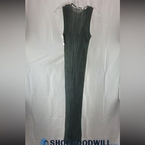 Zara High Neck Sheer Ribbed Sleeveless Maxi Dress